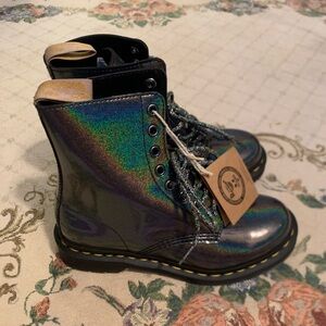 Black Holographic Rainbow Dr Martens